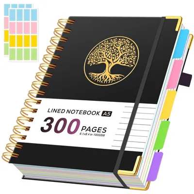 Image de Cahier à spirales format A5 avec 5 compartiments et lignures - 300 pages
