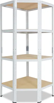 Produktbild von shelfplaza HOME 155x70x40 cm Eckregal in weiß mit 4 Böden und 175 kg Traglast pro Boden