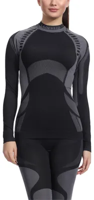 Produktbild von Ladeheid Damen Funktionsunterwäsche Langarm Shirt Thermoaktiv (Schwarz/Grau, XL)