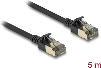 Produktbild von DeLOCK RJ45 Netzwerkkabel Cat.8.1 F/FTP Slim Pro 5 m schwarz, 5 m, Cat8.1, F/FTP (FFTP), RJ-45, RJ-45, Schwarz