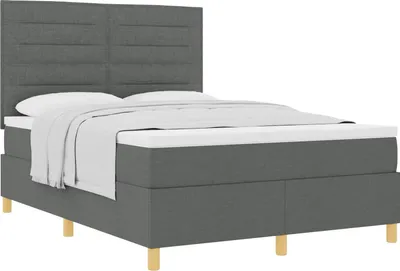 Obrázok produktu pre vidaXL Box spring posteľ s matracom tmavosivá 140 x 200 cm látka
