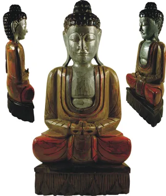 Produktbild von Großer Holzbuddha, Dhyana Mudra, Mehrfarbig, 60*30*15 cm, Buddhas