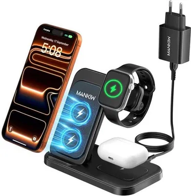 Productafbeelding van 3-in-1 draadloze oplader voor iPhone 17-12, iWatch en AirPods