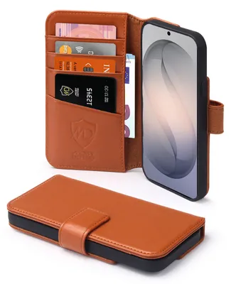 Productafbeelding van MobyDefend Hoesje - Geschikt voor Samsung Galaxy S26 Ultra  - Luxe Leren  Wallet Bookcase - Bruin