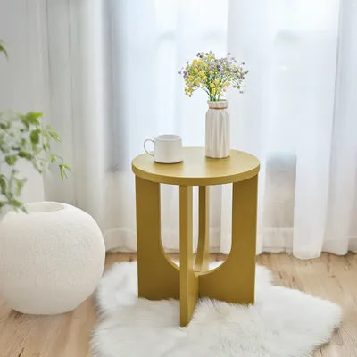 Immagine prodotto di Tavolino 'Kysdajore' rotondo in MDF 50 x Ø40 cm giallo senape