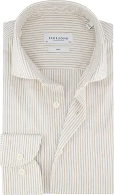Produktbild von Profuomo Hemd beige gestreift normale Passform
