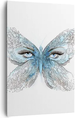 Produktbild von Bild auf Leinwand - LeinWandbild Einteilig - Illustration Gesicht Schmetterling Wimper - 80x120cm - Wand Bild - Wandbilder - Leinwanddruck - Wanddekoration - Leinwand bilder - Wandbild PA80x120-3026