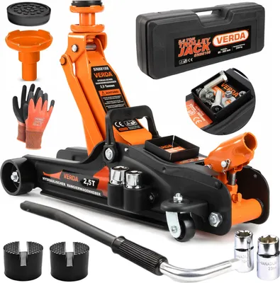 Produktbild von Wagenheber 2,5T [85-365mm] + 3xGummiauflage + Tragekoffer + Handschuhe + Schlüssel Magnetische Werkzeugschale SN88108