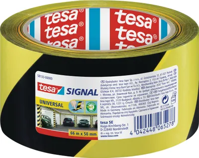 Zdjęcie produktu dla Taśma do znakowania Tesa uniwersalna żółto-czarna 66 mm x 50 m