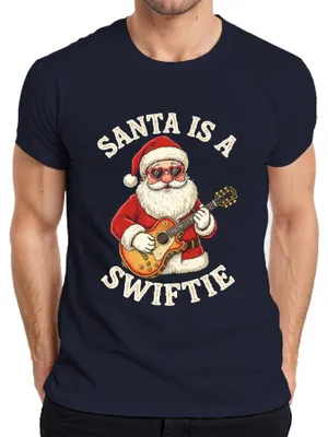 Zdjęcie produktu dla SANTA śmieszne powiedzenie Boże Narodzenie Swift Gitara Muzyka Rock Koszulka męska, Granatowy, XXL