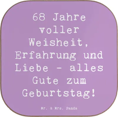Produktbild von Mr. & Mrs. Panda Tassen Untersetzer Spruch 68. Geburtstag - Lavendeltraum - Geschenk, Lebensfeier, Gläser, Lebensjahr, Coaster, Geburtstagsgeschenk, Meilenstein, für