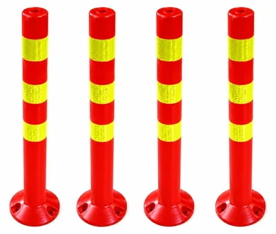 Immagine prodotto di Set di 4 pali di segnalazione con adesivo riflettente, altezza 72,5 cm