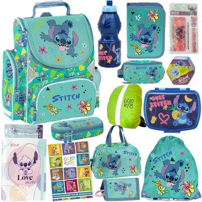 Produktbild von Goldkids - Schulranzen für Jungen und Mädchen, 15er-Set - Schul-Rucksack für Kinder mit Federmäppchen - Schuhbeutel Trinkflasche und Brotdose