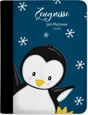 Produktbild von Zeugnismappe, Dokumentenmappe, Ordner A4, Pinguin Blau