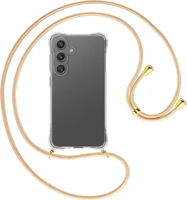 Produktbild von Handykette Backcover-Schutzhülle mit Band (Metall goldfarben) für Samsung S25 - Goldkordel