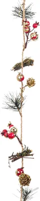 Produktbild von Girlande mit Tannenzapfen und Beeren Weihnachtsdeko rot-grün 120 cm -