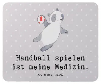 Produktbild von Mr. & Mrs. Panda Mauspad Panda Handball spielen - Grau Pastell - Geschenk, pc mousepad, Verein, Mouse Pad, Club, Turnier