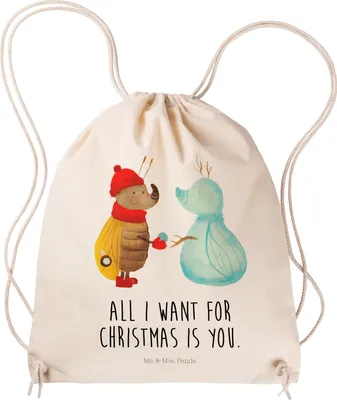 Produktbild von Mr. & Mrs. Panda Jutebeutel Nachtfalter Schneemann - Transparent - Geschenk, rucksack beutel, Säckchen, Kleiner, Weihnachten, Stoffbeutel, Weihnachtsgruß, stoff, Winter