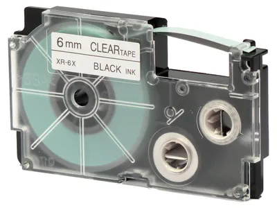 Produktbild von Casio Schriftband XR-6 X 6mm, Schwarz auf Transparent