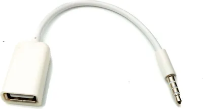 Produktbild von SYSTEM-S Audio USB Kabel 15 cm 3,5 mm Klinke Stecker zu 2.0 Typ A Buchse AUX in Weiß