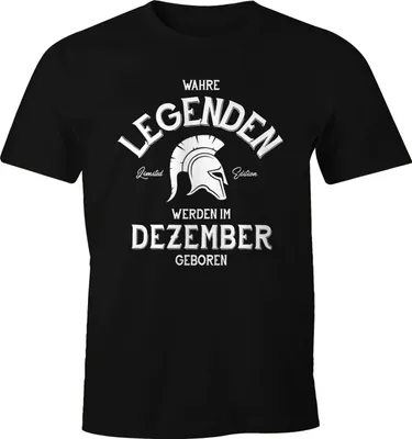 Produktbild von Herren Geburtstags T-Shirt Legenden werden im [Wunschmonat] geboren Geburtstagsgeschenk Moonworks® Dezember schwarz XL