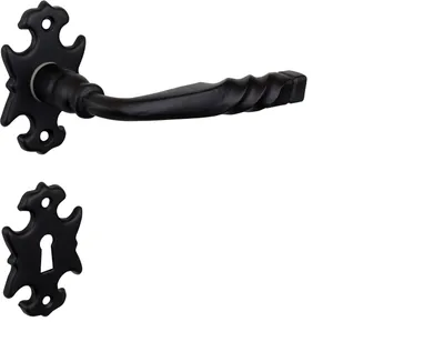 Immagine prodotto di Maniglie per porte rustiche nere su rosetta con rosette a cilindro - per set
