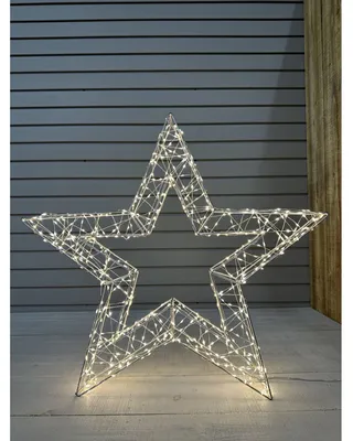 Produktbild von 6x LED Drahtstern 60cm mit Timer Weihnachtsdekoration Weihnachtsstern Leuchtstern Drahtstern Adventsstern