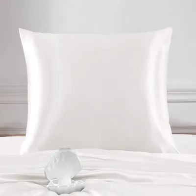 Produktbild von Seidenkissenbezug (22 Momme) – 100 % Seide, ideal für Sofa oder Kinderwagen – Milbenabweisender Seidenkissenbezug mit Reißverschluss – Weiß, 80 x 80 cm
