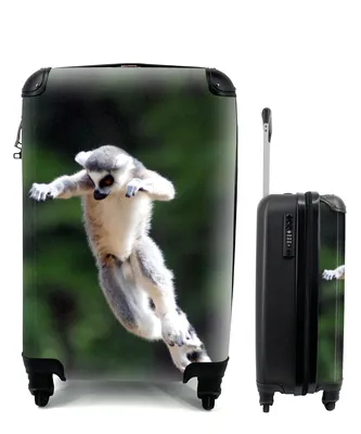 Produktbild von MuchoWow® Koffer Handgepäck Trolley Rollkoffer Kleine Reisekoffer mit 4 Rollen - Affe - Ringschwanzlemur - Baum - Cabin Size < 55x40x23 cm & 55x40x20 cm - Fotokoffer - Kabinenkoffer - Boardgepäck - Reise-Box - Reisekoffer - Reisegepäck - Koffer mit Bild - Trolley für Kinder