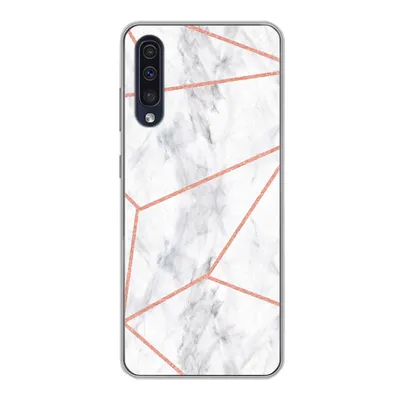 Produktbild von MuchoWow® Handyhülle Schutzhülle Hülle für Samsung Galaxy A30s Marmor - Roségold - Weiß Silikon Softcase Handy Hülle - Karteninhaber