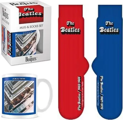 Imagen del producto de The Beatles: The Beatles: Rojo y Azul (Taza y calcetines)