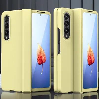 Immagine prodotto di Galaxy Z Fold4 5G Custodia, protezione cerniera, PC rigido con vetro protettivo, custodia completa per Samsung Galaxy Z Fold 4 5G Giallo