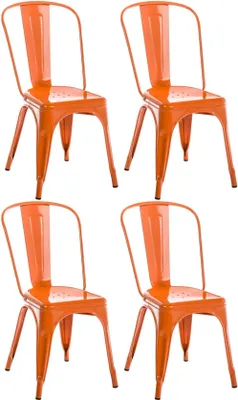 Immagine prodotto di Set di 4 sedie in metallo - sedie da pranzo industriali - design salvaspazio impilabile