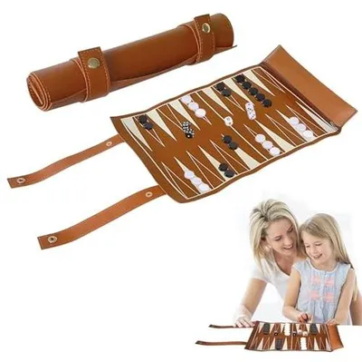Zdjęcie produktu dla Backgammon podróżny składany zestaw do gry dla rodziny na prezent