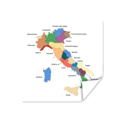 Obrázok produktu pre MuchoWow® Plagát - Mapa - Taliansko - Región - 30x30