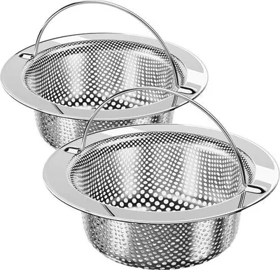 Image de Filtre d'évier Gootstein en acier inoxydable, compatible avec le lave-vaisselle - Diamètre : 433 mm - Profondeur : 118 mm - Lot de 2
