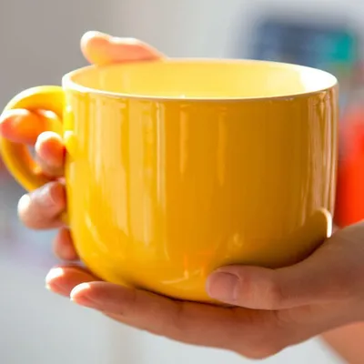 Immagine prodotto di Grande ciotola in Vetroceramica per zuppa, 650 ml, colore giallo, adatta al microonde