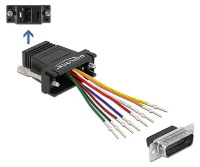 Obrázok produktu pre DeLOCK 66647, D-Sub 15 pin, RJ-45, Čierna