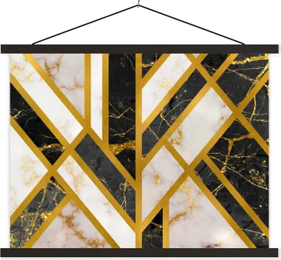 Produktbild von MuchoWow® Textilposter Marmor - Gold - Luxus 40x30 cm mit schwarzem Rahmen - Dekorationen
