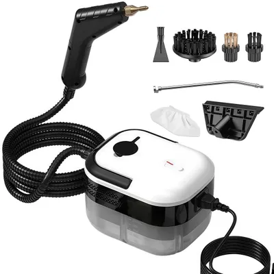 Produktbild von Dampfreiniger 7-in-1, 3 Bar 1200W Tragbarer Handdampfreiniger, 1200ML Tank, 7 Zubehör-Dampfgarer für Badezimmer Küche Auto(Schwarz)