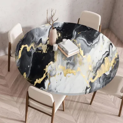 Productafbeelding van Ronde tafelkleed, afwasbaar, met elastische rand, 90 cm, steingrijs