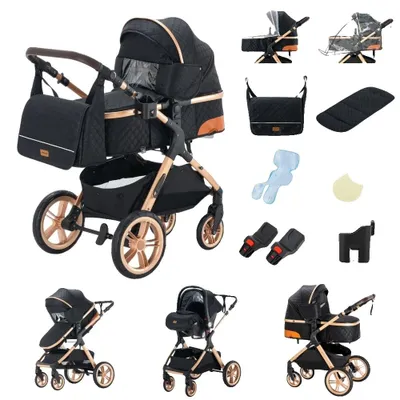 Obrázek produktu pro Kočárek, odnímatelné autosedačka, kompaktní skládací konstrukce, model hFGX1, barva černá
