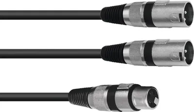 Immagine prodotto di OMNITRONIC Adattatore XLR(F)/2xXLR(M) Cavo 0,5m sw