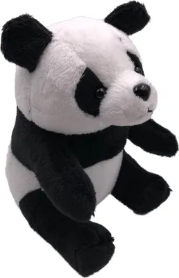 Zdjęcie produktu dla Onwomania miękka zabawka przytulanka z tkaniny zwierzę niedźwiedź panda siedzący czarny biały 16 cm