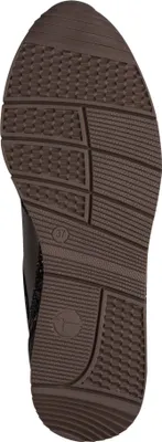 The image shows the sole of a brown sneaker.