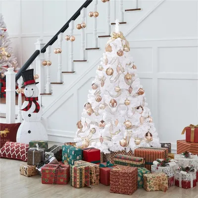 Produktbild von Yaheetech 183 cm Künstlicher Weihnachtsbaum mit 598 Spitzen & faltbarem Metallständer, Tannenbaum Kunstbaum für Weihnachten, Weiß