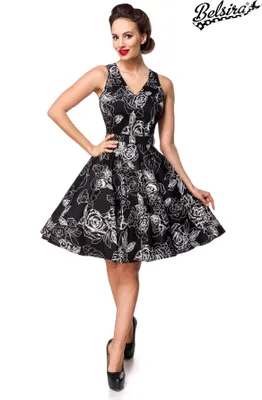 Produktbild von Belsira Blumenkleid Schwarz - Weiß - S