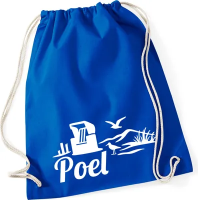 Produktbild von Huuraa Turnbeutel Poel Strandmotiv 12 Liter Bright Royal Baumwolle Rucksack Geschenkidee