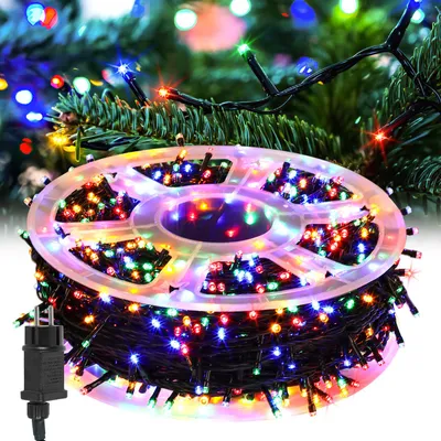 Zdjęcie produktu dla Faziango 50M LED Fairy Lights 500LEDs 8 Modes z funkcją pamięci, Christmas Party Garden Operation Twinkling Star Effect Decoration Colourful