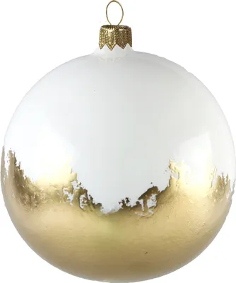 Produktbild von Weiße Weihnachtskugel gespritzt Gold